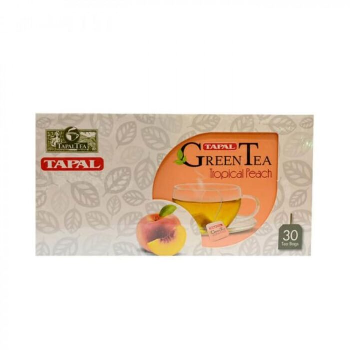 TAPAL GREEN TEA BAGS TROPICAL PEACH 30 BAGS 45 GM - Image 2