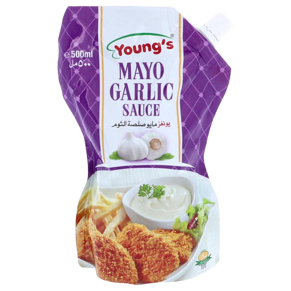 8964000061312.jpg YOUNGS MAYO GARLIC POUCH 500 ML - Image 1