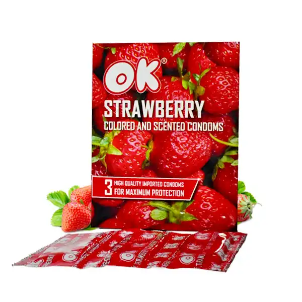 ok-strawberry-3s.webp Ok Strawberry Condoms (Box = 3Pcs) - Image 1