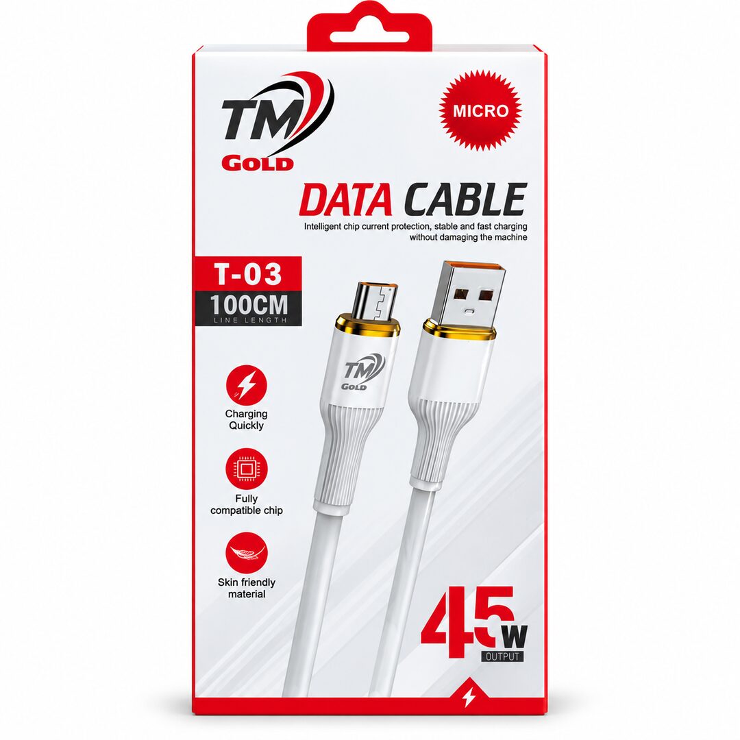 01_TM_Gold_T03_Micro_1080x1080 TM Gold T-03 Micro Data Cable 100CM - Image 1