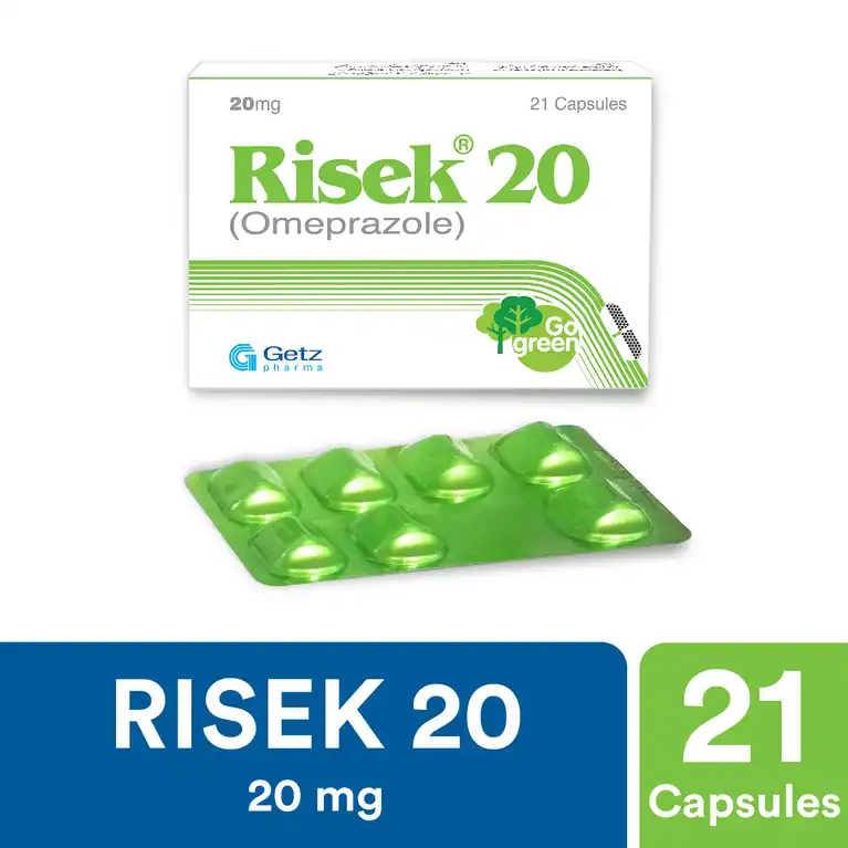 23738 Risek Capsules 20mg (1 Strip = 7 Capsules) - Image 1