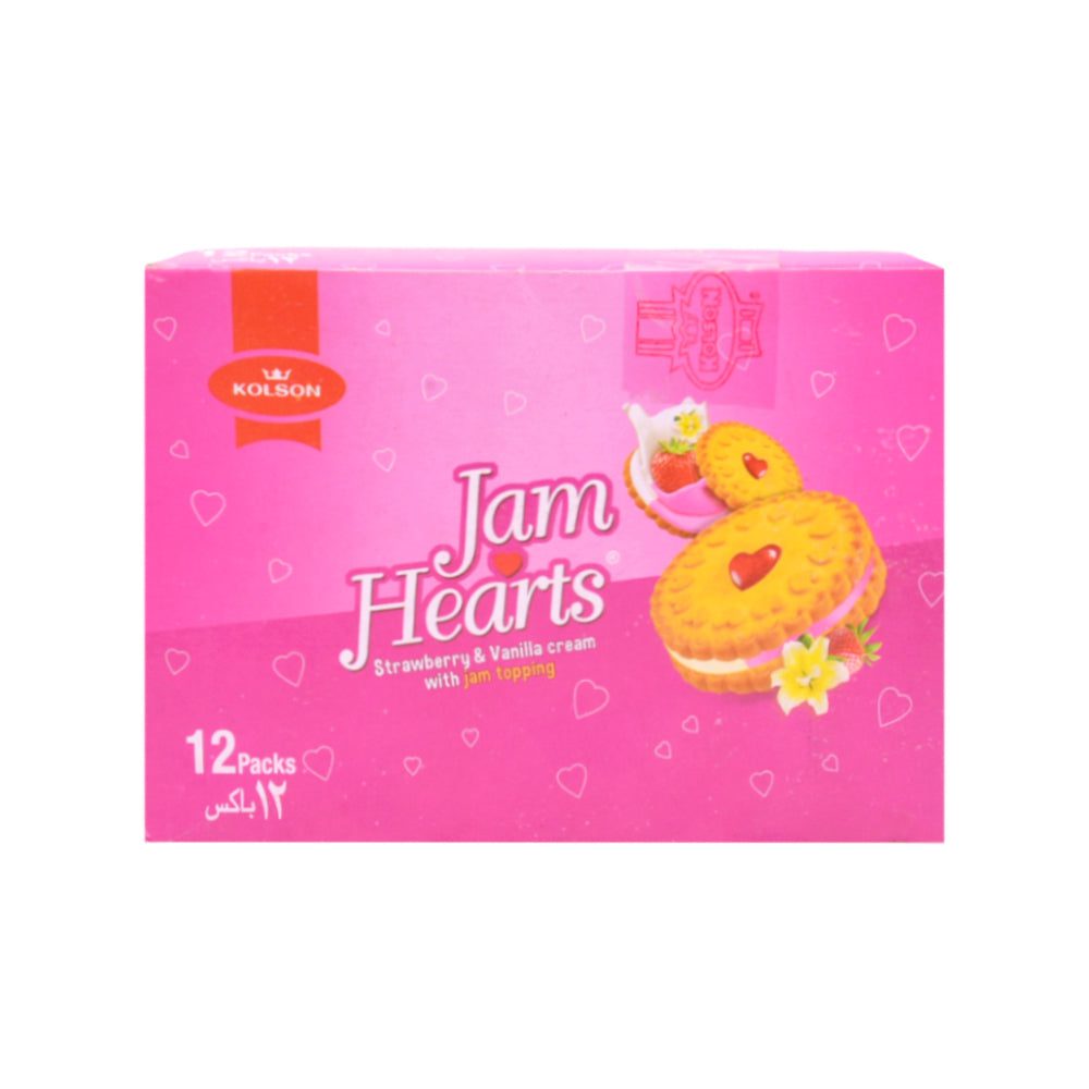 671866278607_e5b17f0e-6415-4ead-aff8-ccaabdd0dfc9.jpg KOLSON JAM HEARTS BISCUITS STRAW & VANILLA 26.2 GM BAR PACK B - Image 1