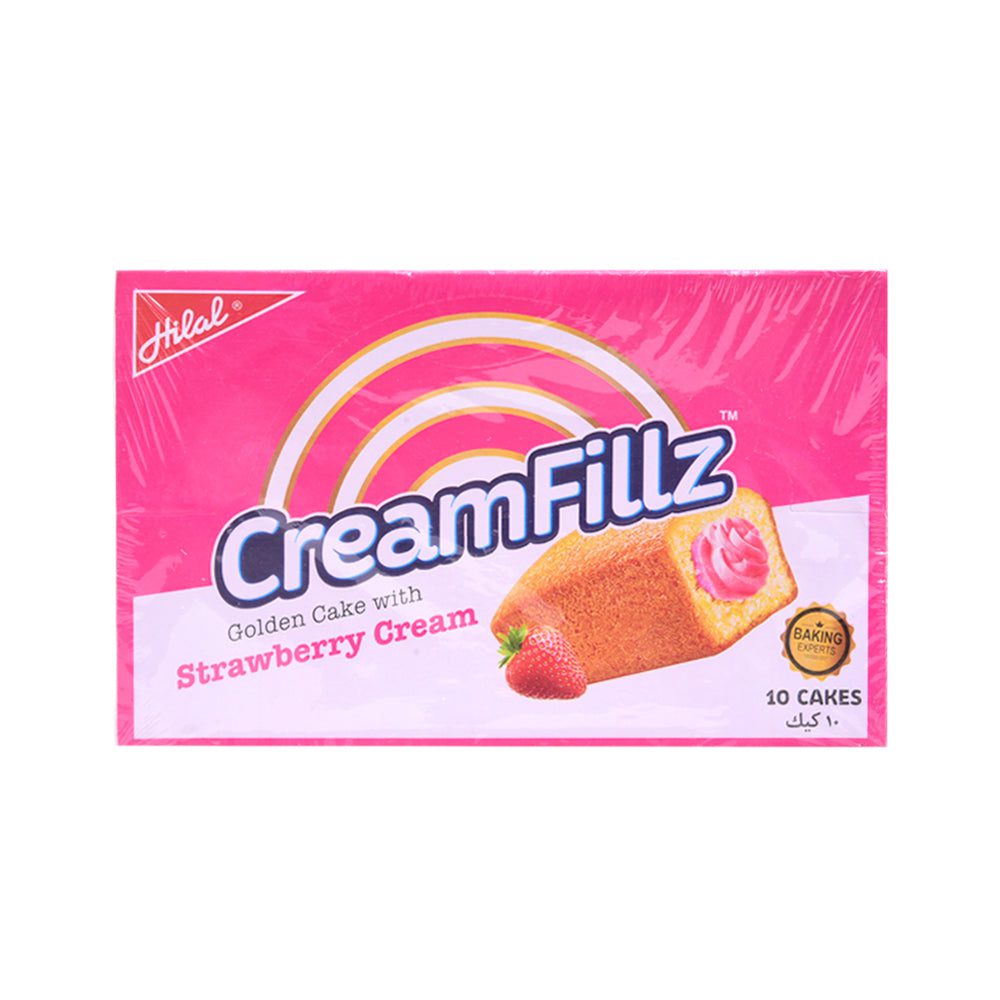 8961101787721_c283a427-7573-4ba4-b687-1f270ab0e314.jpg HILAL CREAM FILLZ STRAWBERRY CREAM CAKE 30 GM 10PC BOX - Image 1