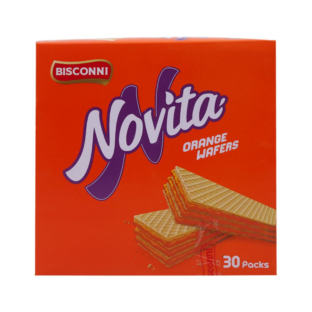 8961102508912_ef835691-a2a5-42ab-94dc-b91836b4bfaf.jpg BISCONNI NOVITA ORANGE WAFERS 12 GM BOX 30 PC - Image 1