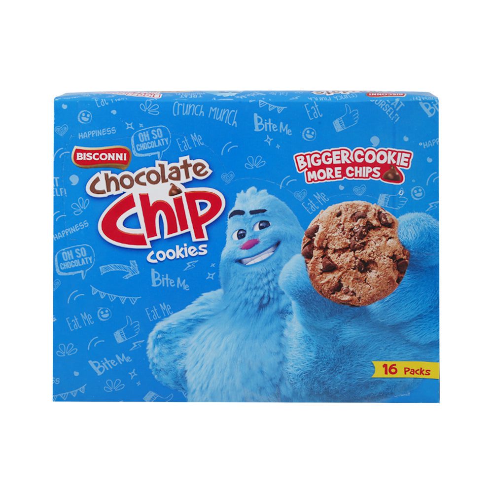 8961103502223_9ef293f6-a9bd-4e0c-ad1e-e55de49a13a0.jpg BISCONNI CHOCOLATE CHIP BISCUIT SNACK PACK 21 GM BOX 16PC - Image 1