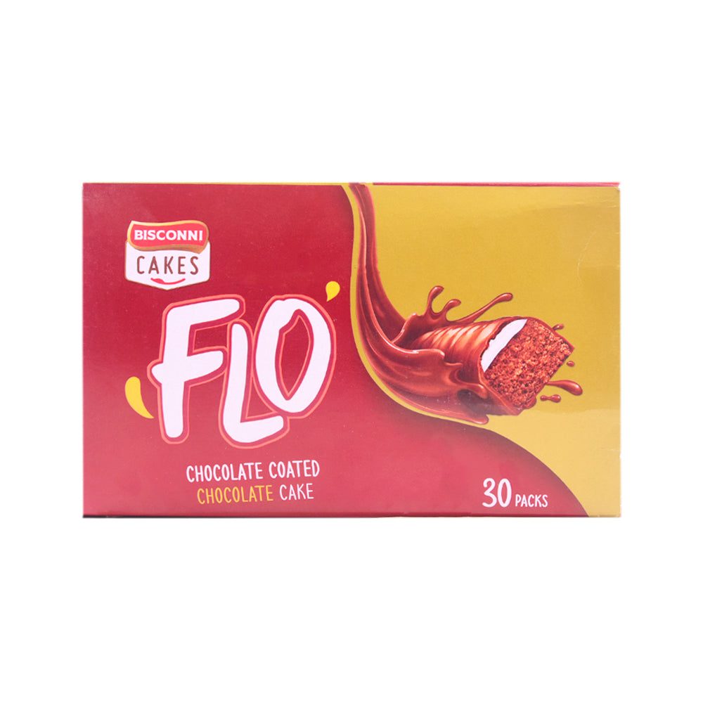 8961103502902_a5c53975-e72e-4104-bf2a-25e59a112280.jpg BISCONNI FLO CHOCOLATE COATED CAKE CHOCOLATE 8.3GM BOX 30PC - Image 1