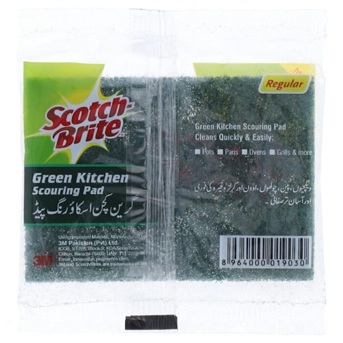 SCOTCH BRITE SCOURING PAD GREEN KITCHEN REGULAR 1PC - Image 2
