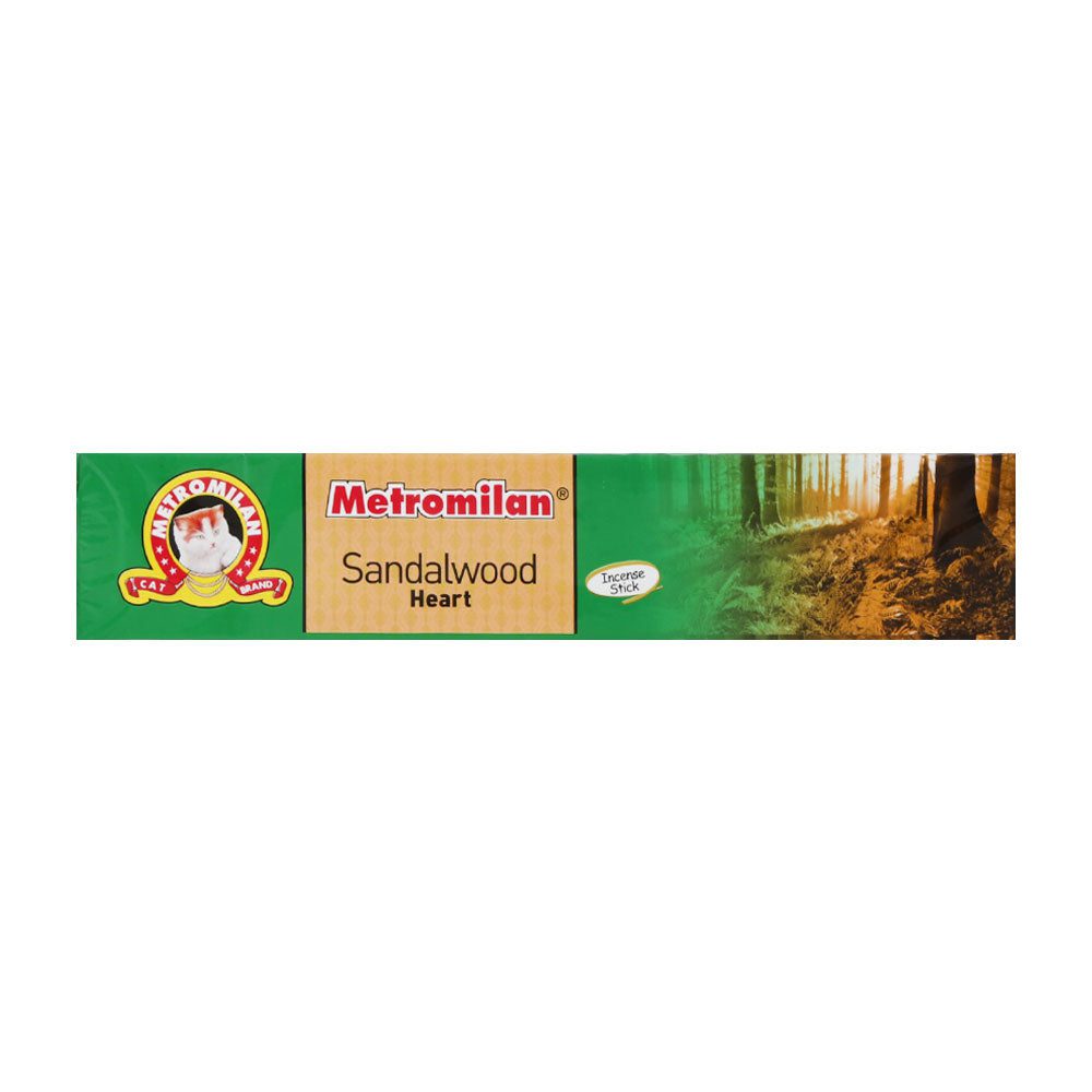 8964000801253_d6ecee7a-e7cb-4177-8727-150aa27ef3a6.jpg METRO MILAN AGARBATTI SANDALWOOD HEART 18 STICKS - Image 1