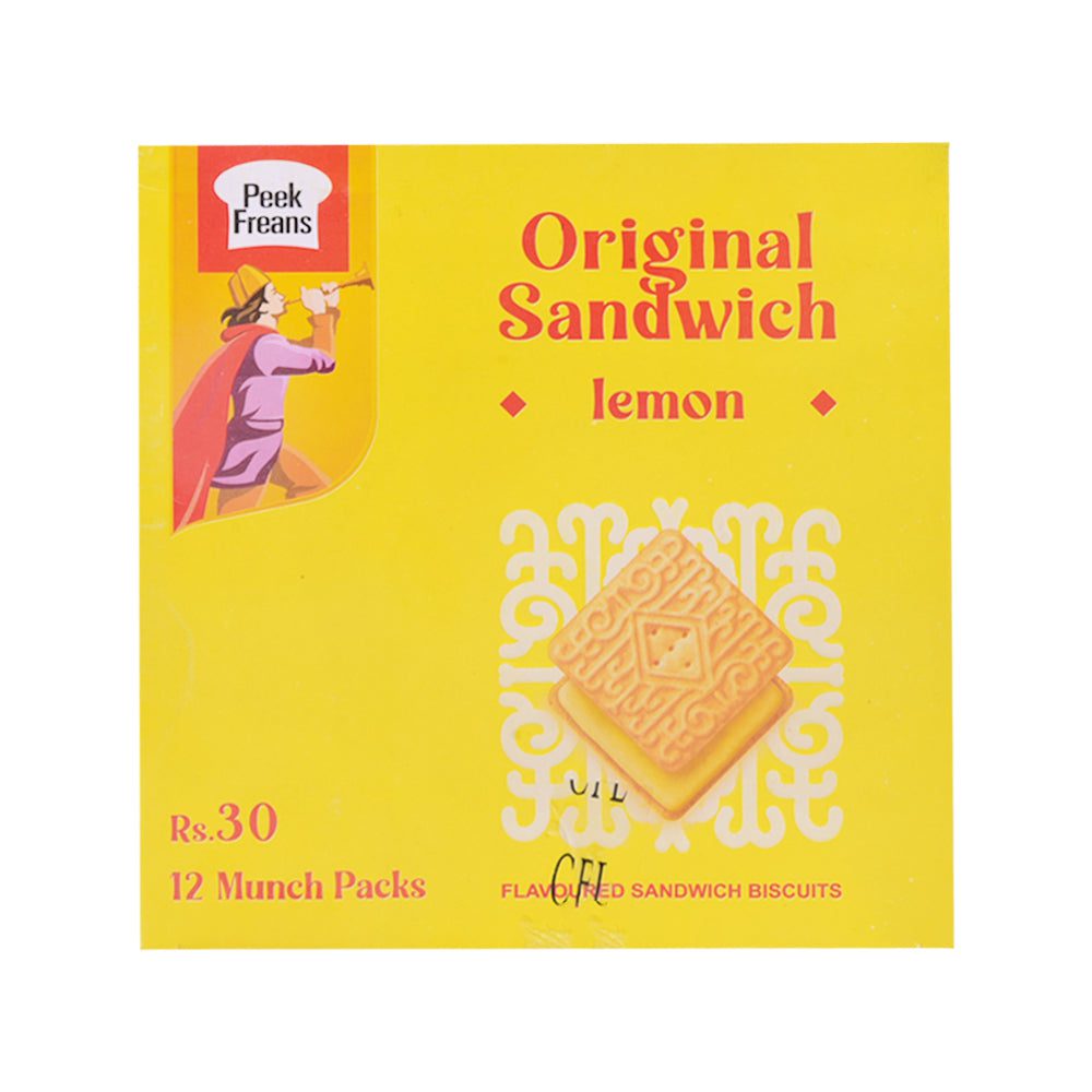 8964002526369_2ede6593-3d0e-4e50-963f-18b7c5e8d1ae.jpg PEEK FREANS LEMON SANDWICH MUNCH PACK 48 GM 12PC BOX - Image 1