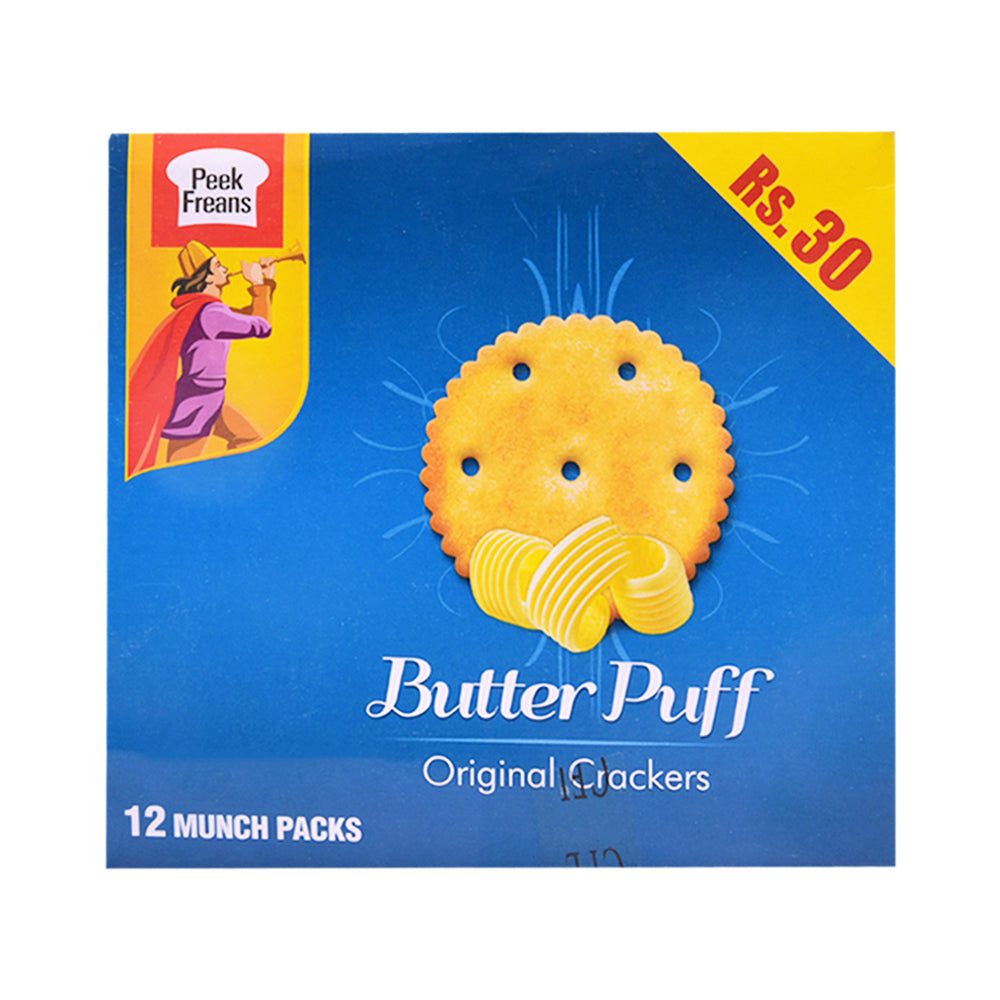 8964002526840_c7106e98-c752-4132-ad8c-c57117439a84.jpg PEEK FRENAS BUTTER PUFF MUNCH PACK 34.9 GM PACK OF 12 PC BOX - Image 1