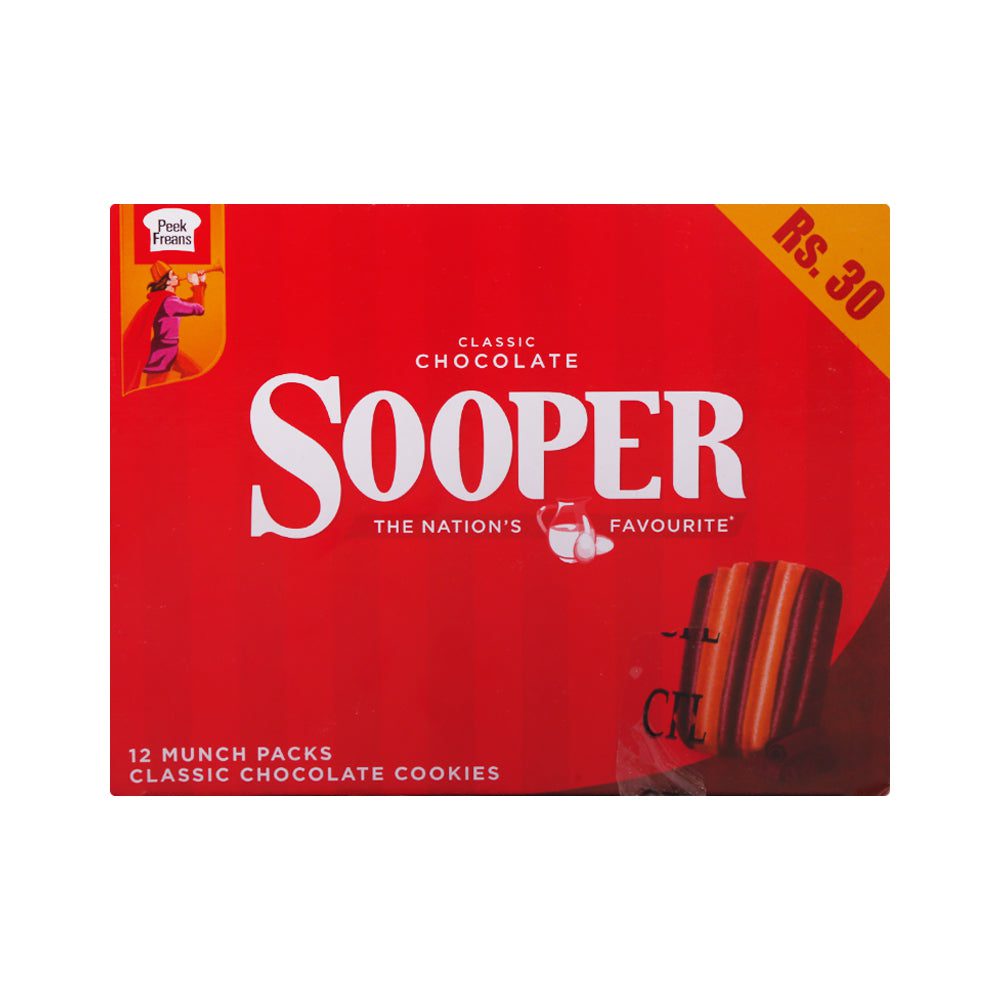 8964003593032_b499a248-ab8d-4214-9e6a-3993b7c0af5d.jpg PEEK FREANS SOOPER CHOCOLATE MUNCH PACK 50.4 GM 12PC BOX - Image 1