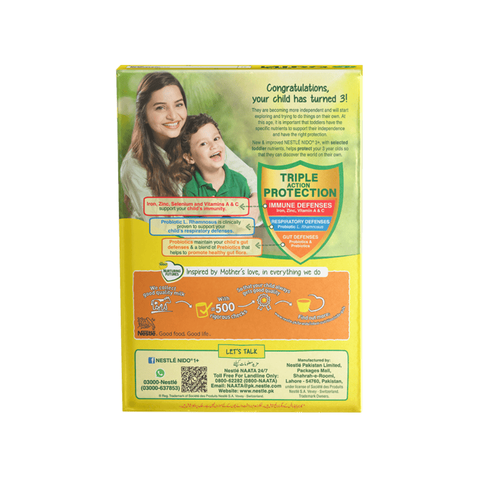 NESTLE NIDO MILK POWDER 3PLUS GROWING UP FORMULA 375 GM - Image 2