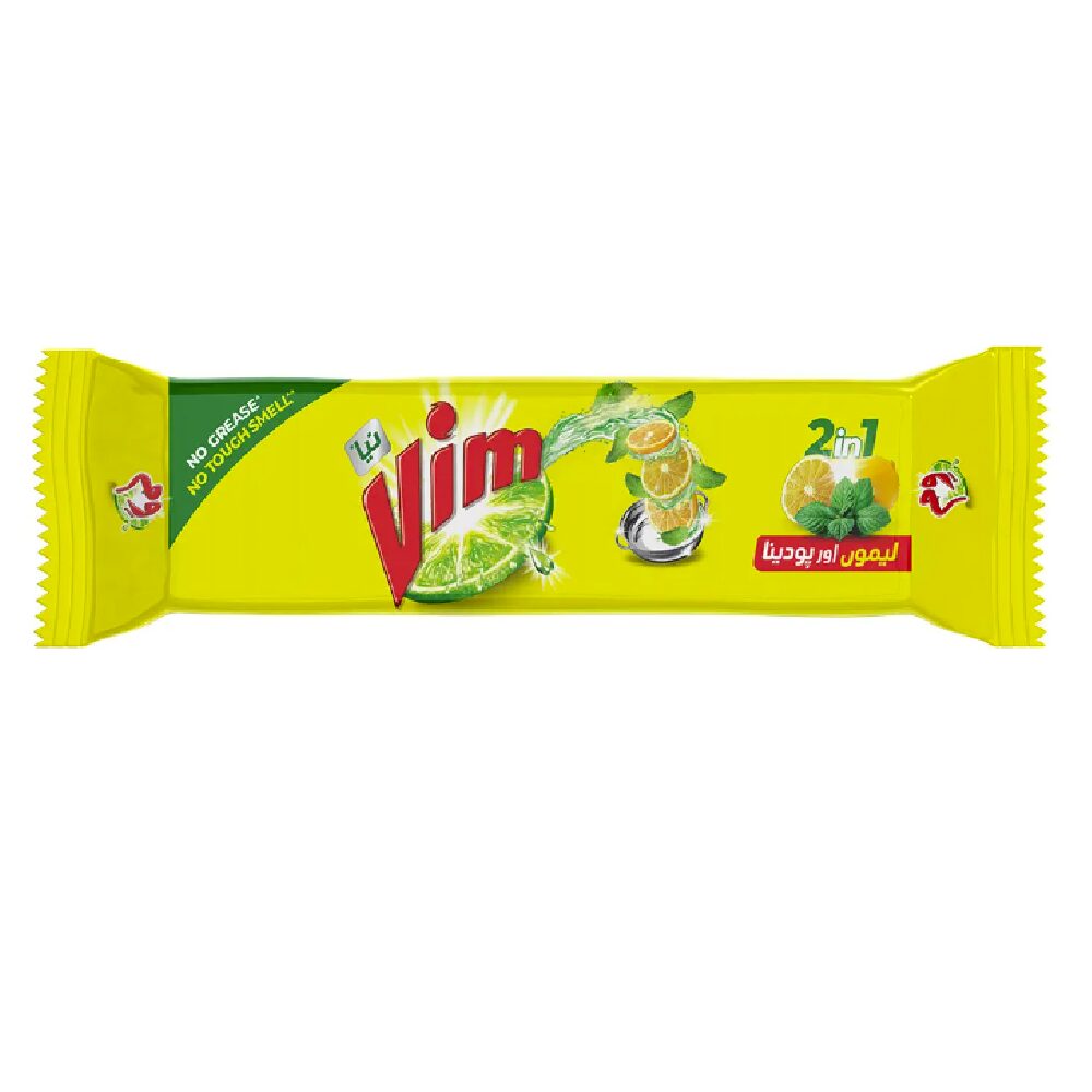 NewProject_10_e576d065-ddb6-450f-96a8-6fff480270a4.png VIM DISHWASH BAR 2IN1 LEMON AND PUDINA 230 GM - Image 1