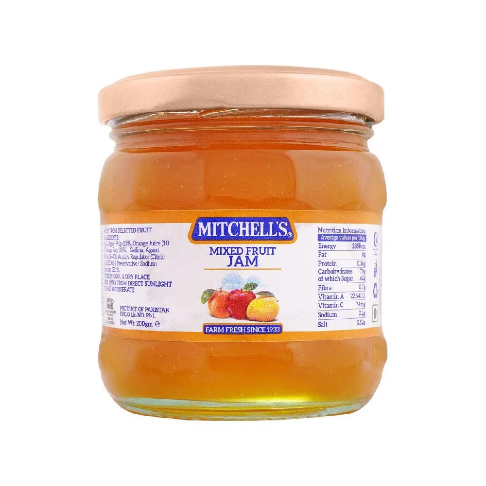 NewProject_2_4635bc49-b9d0-44a8-8ca0-0c654f3943cf.png MITCHELLS JAM MIXED FRUIT 200 GM - Image 1