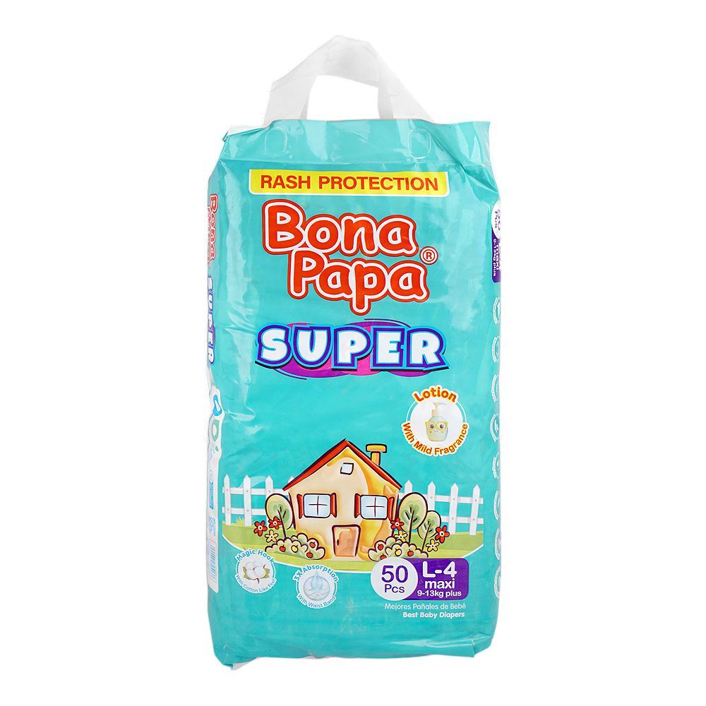 ab1266032-1-1.jpg Bona Papa Super Baby Diapers Large 4 Maxi 9-13 Kg 50 Pack - Image 1