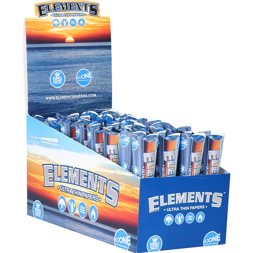 elements-ultra-thin-pre-rolled-cones-display-king-size Elements Ultra Thin Rice Cones | King Size - Image 1