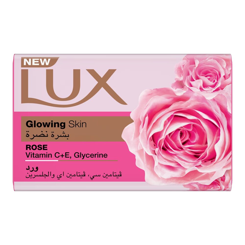 grocerapp-lux-soap-pink-vitamin-c-64953073674a7.png Lux Glowing Skin Rose Vitamin C Glycerine 163GM - Image 1