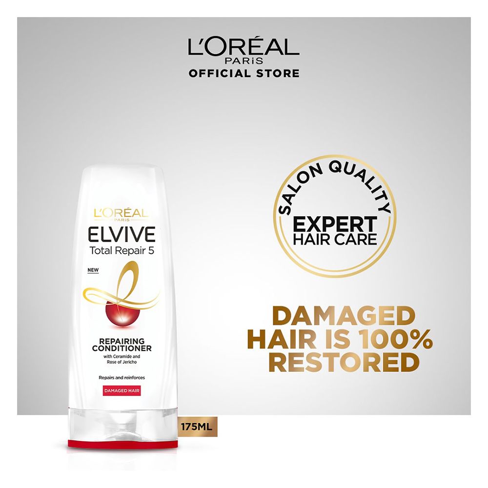 total_repair5conditioner_175ml_1.jpg L'Oreal Paris Total Repair 5 Repairing Conditioner, For Damaged Hair, 175ml - Image 1